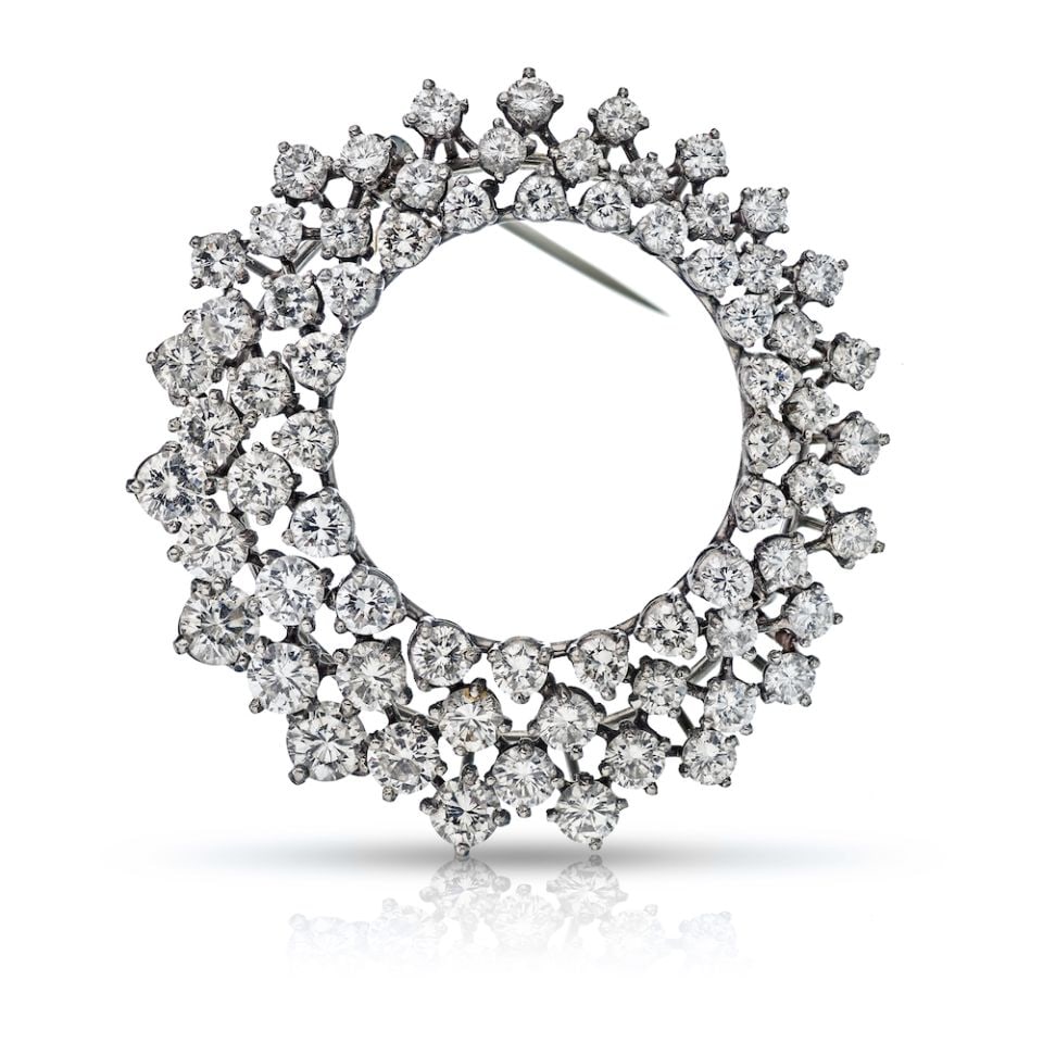 Oscar Heyman platinum diamond circle brooch 7 cttw (1 of 6)