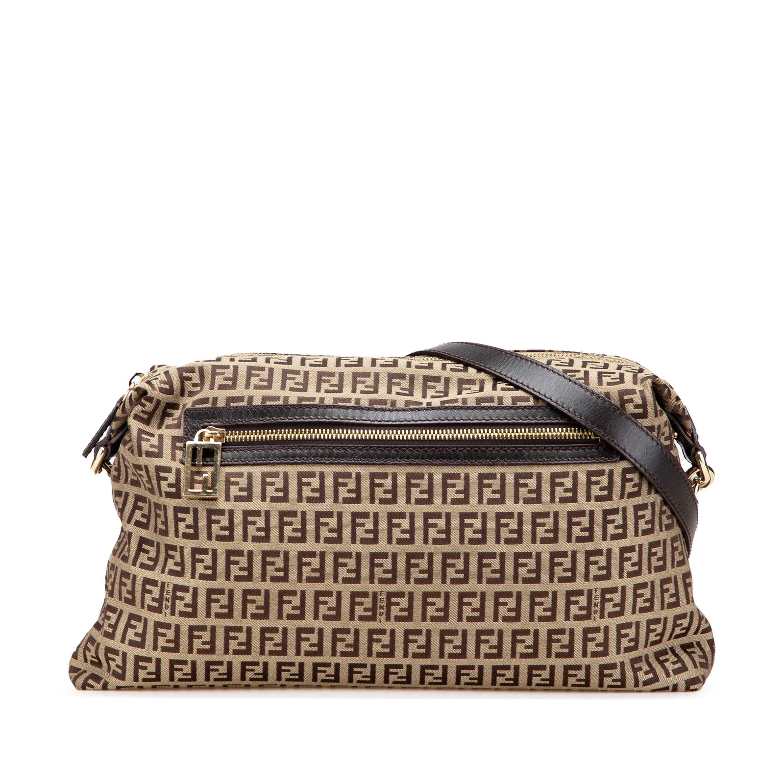 Fendi Zucchino Canvas Crossbody Bag Brown Leather Trim Italy: Fendi Zucchino Canvas Crossbody Bag Brown Leather Trim Italy This Fendi Zucchino Canvas Crossbody bag is a stylish accessory featuring a durable canvas body complemented by leather trim. It includes a