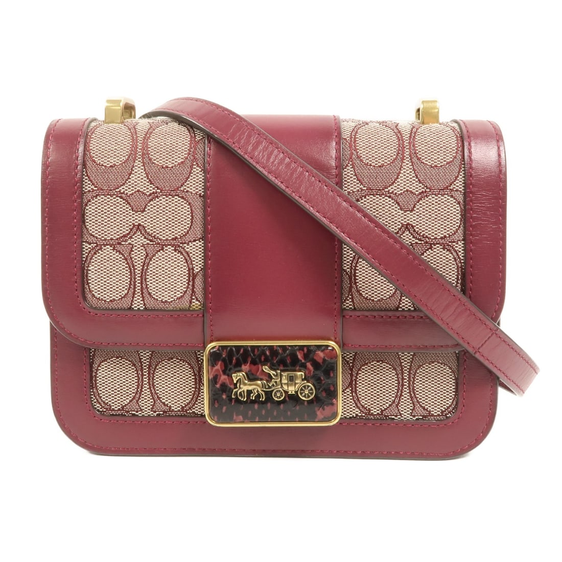 COACH Alie GHW Red Canvas Shoulder Bag: COACH Alie GHW Red Canvas Shoulder Bag This COACH Alie Shoulder Bag features a stylish red canvas exterior with gold tone hardware. Designed for women, it offers a compact profile and is crafted in th