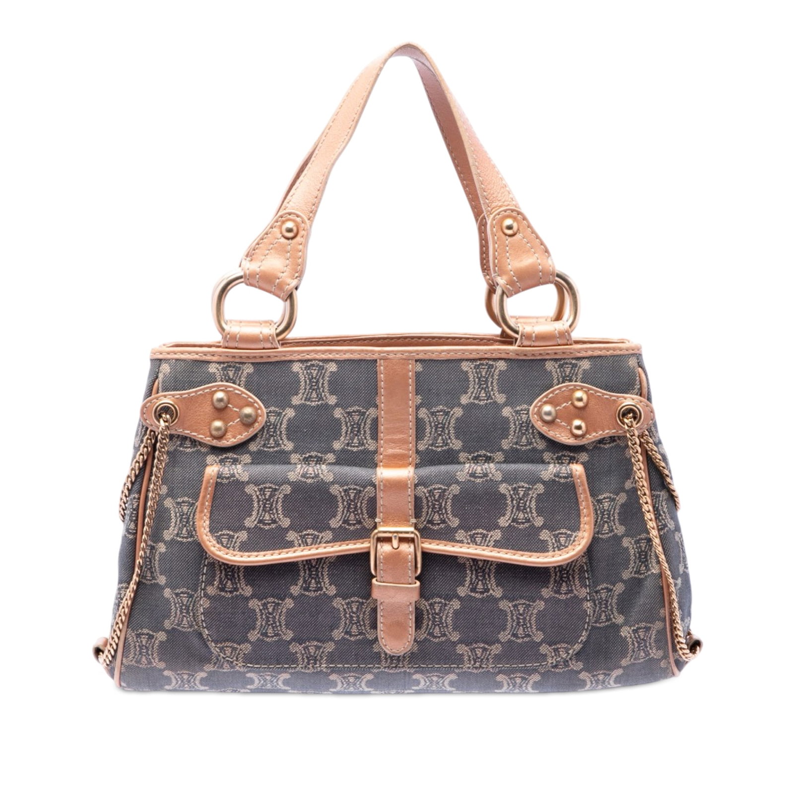 Celine Macadam blue denim tote with leather trim (1 of 6)