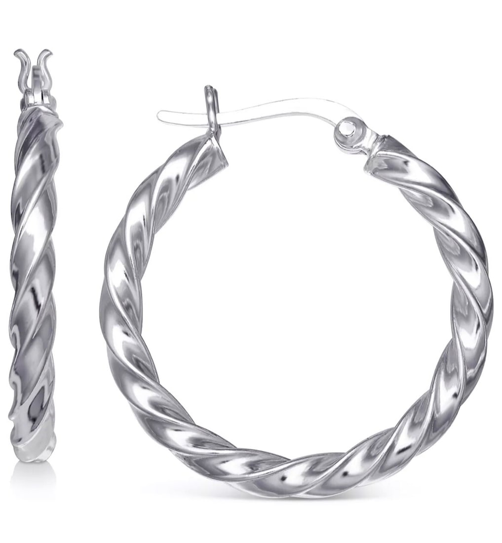Giani Bernini Sterling Silver Twisted Medium Hoop Earrings (1 of 3)