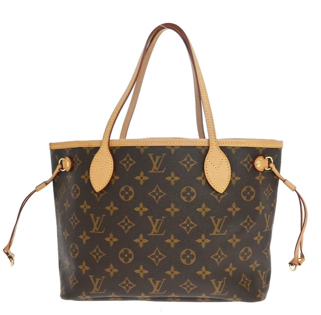 Louis Vuitton Neverfull PM Monogram Tote Bag M40155 AR3186: Louis Vuitton Neverfull PM Monogram Tote Bag M40155 AR3186 Vintage Louis Vuitton Neverfull PM tote handbag in brown Monogram canvas with leather trim and double handles. This women's tote features a h