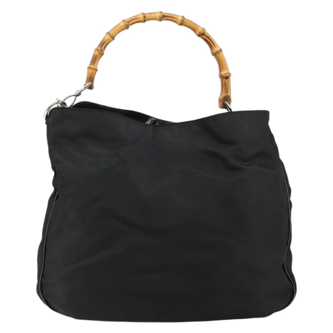 Gucci Black Nylon Vintage Hobo Bag with Bamboo Top Handle (1 of 18)
