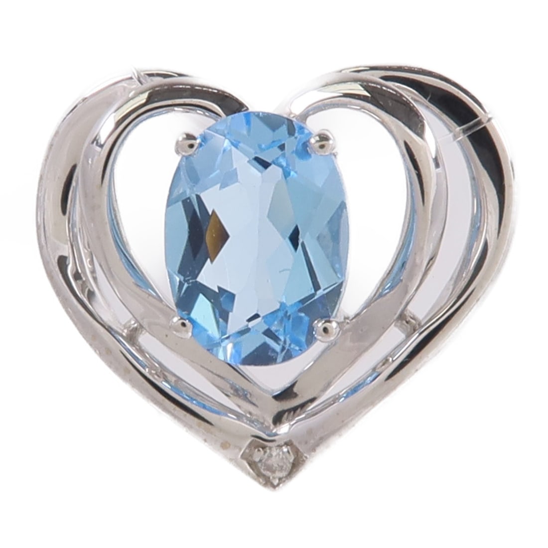 Blue Topaz Pendant in 18K White Gold: Blue Topaz Pendant in 18K White Gold Blue Topaz Pendant in 18K White Gold This elegant pendant features a striking blue topaz set in 18K white gold, designed for women. The pendant showcases a sophist