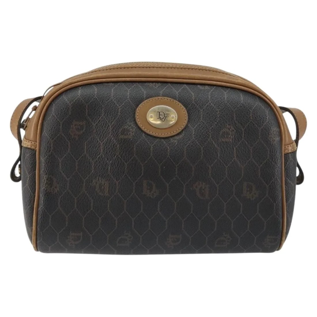 Christian Dior Vintage Honeycomb Shoulder Bag Black Canvas Leather: Christian Dior Vintage Honeycomb Shoulder Bag Black Canvas Leather This Christian Dior vintage Honeycomb shoulder bag for women features a black canvas body with leather accents. It measures 20cm x 14