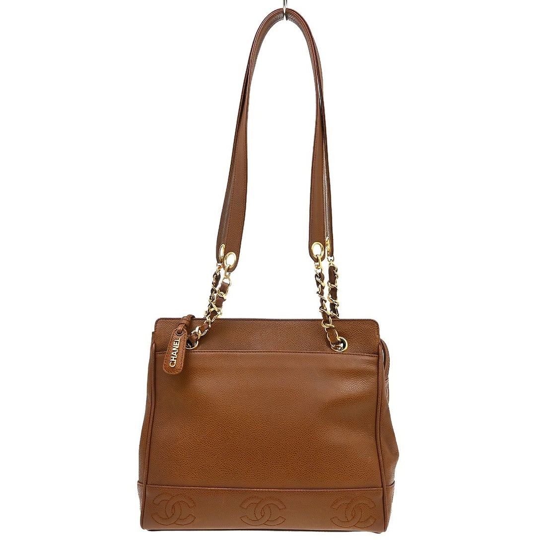 CHANEL Triple CC Medium Tote Brown Caviar Leather Shoulder Bag: CHANEL Triple CC Medium Tote Brown Caviar Leather Shoulder Bag Chanel Triple CC shoulder tote bag in brown caviar skin leather with a zip closure and medium-size silhouette. Made in Italy, this women'