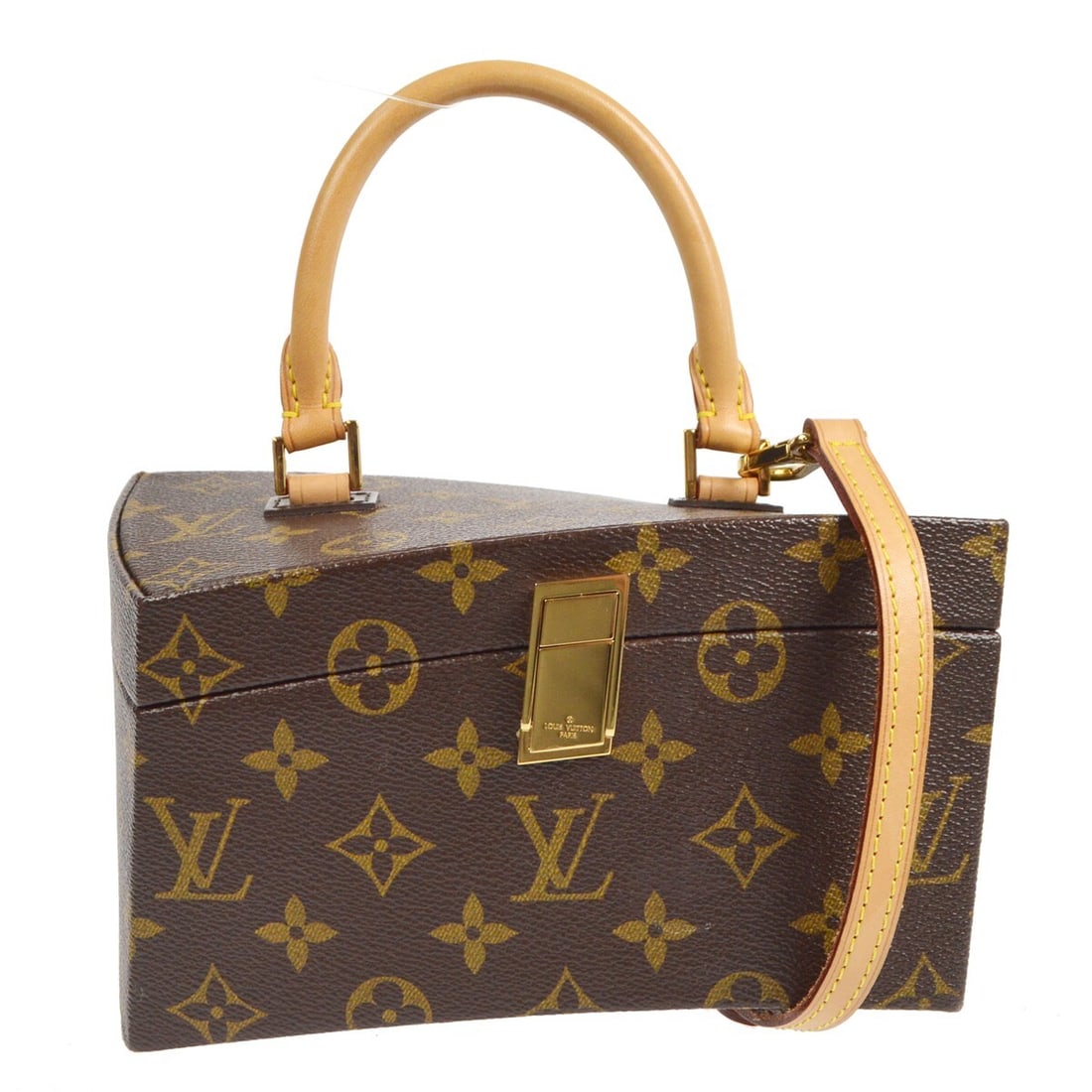 Louis Vuitton Twisted Box Monogram Canvas 2 Way Handbag M40275: Louis Vuitton Twisted Box Monogram Canvas 2 Way Handbag M40275 Louis Vuitton Twisted Box 2-way handbag in brown Monogram canvas with leather lining and a structured box-style silhouette. This women's 