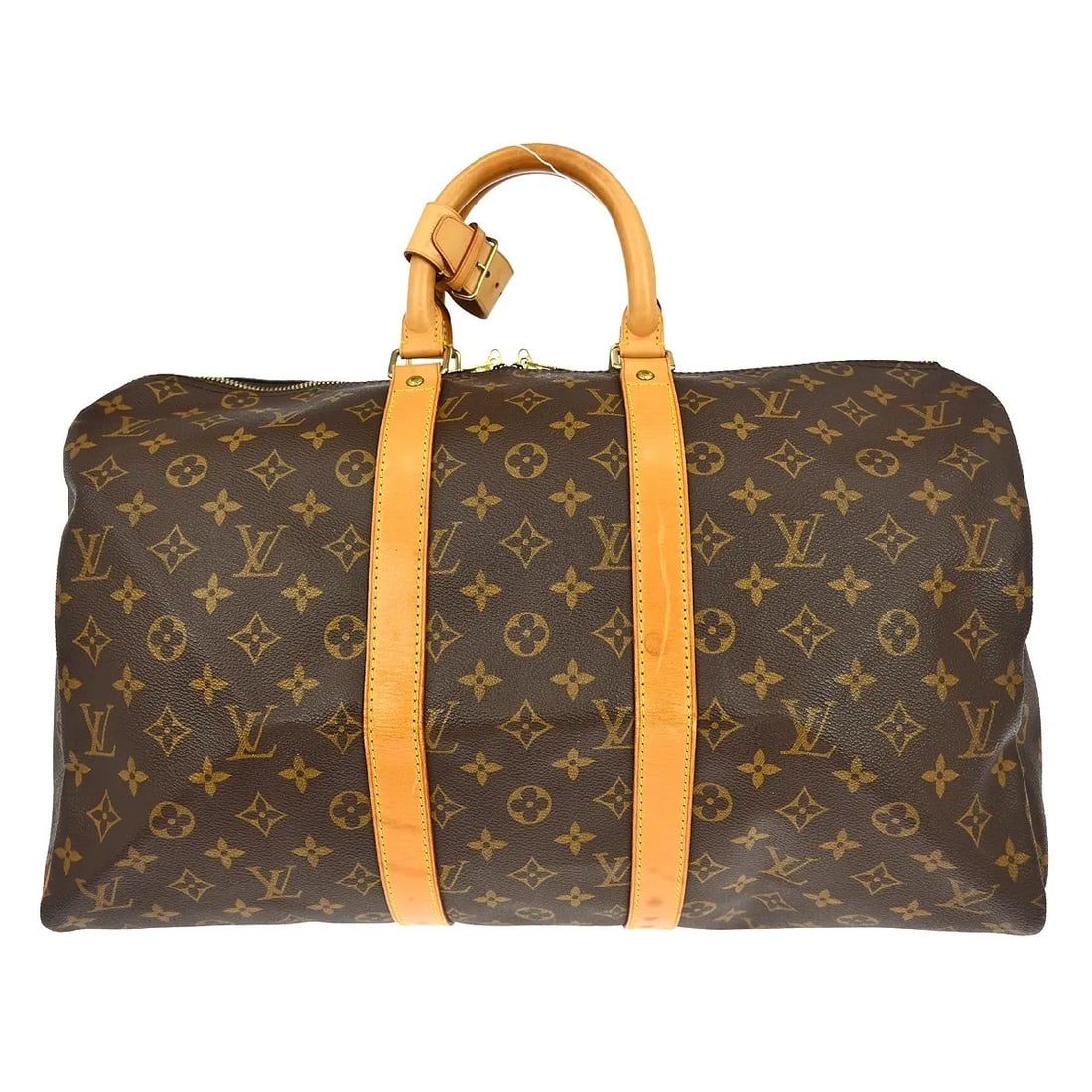 Louis Vuitton Keepall Unisex Brown Monogram Canvas Bag: Louis Vuitton Keepall Unisex Brown Monogram Canvas Bag Louis Vuitton Keepall in brown monogram canvas. This unisex bag is made in France and remains in good condition with visible wear from use, inclu