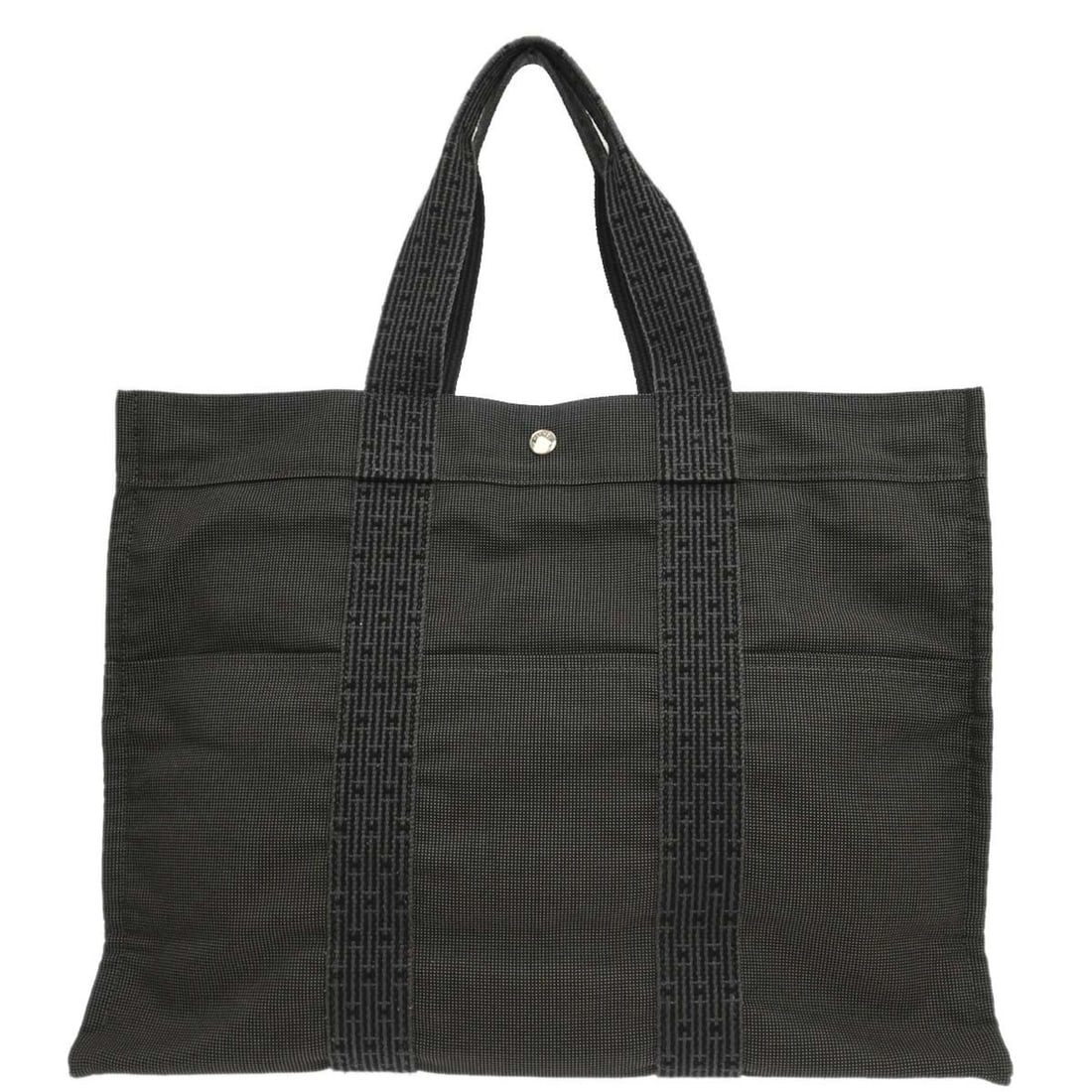 HERMES Herline GM Gray Canvas Tote Bag Double Handle: HERMES Herline GM Gray Canvas Tote Bag Double Handle Hermes Herline GM tote handbag in gray canvas with double handles and silver-tone hardware. This women's tote features multiple exterior pockets an