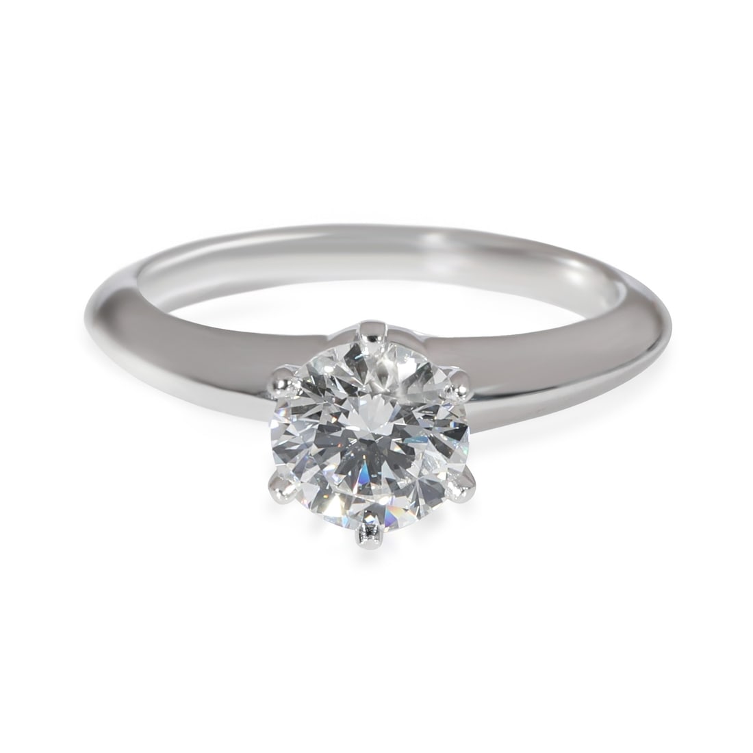 Platinum Engagement Ring with 0.93ct Round Diamond Tiffany Certificate: Platinum Engagement Ring with 0.93ct Round Diamond Tiffany Certificate This Tiffany & Co. engagement ring features a 0.93 carat round brilliant diamond set in platinum. The diamond is graded VS2 for c