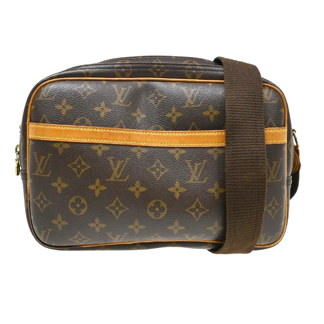 Louis Vuitton Reporter Unisex Brown Monogram Canvas Bag: Louis Vuitton Reporter Unisex Brown Monogram Canvas Bag Louis Vuitton Reporter in brown monogram canvas. This unisex bag is presented in fair condition with visible wear, including scuffs, scratches, 