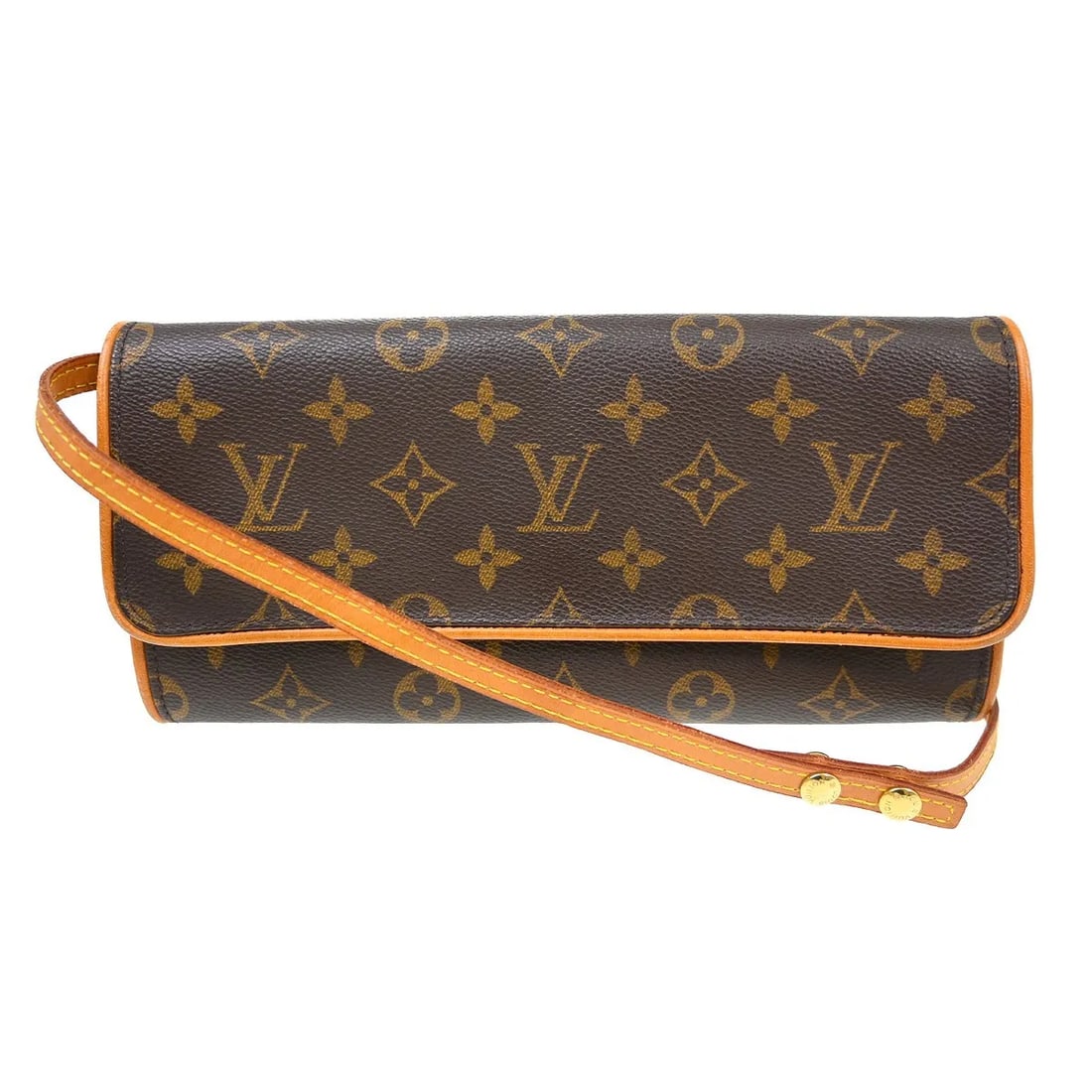 Louis Vuitton Twin Shoulder Bag in Monogram Canvas Brown: Louis Vuitton Twin Shoulder Bag in Monogram Canvas Brown Louis Vuitton Twin shoulder bag in brown monogram canvas. This pre-owned piece is in fair condition with visible wear, including suntan, scuffs