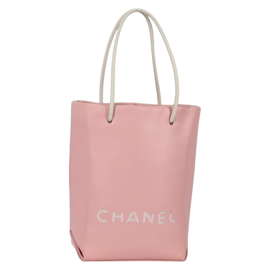 Authentic CHANEL Pink Leather Hand Bag Italy 135267V: Authentic CHANEL Pink Leather Hand Bag Italy 135267V This authentic CHANEL hand bag is a stunning accessory crafted from high-quality leather in a lovely pink hue. The bag showcases a classic design w