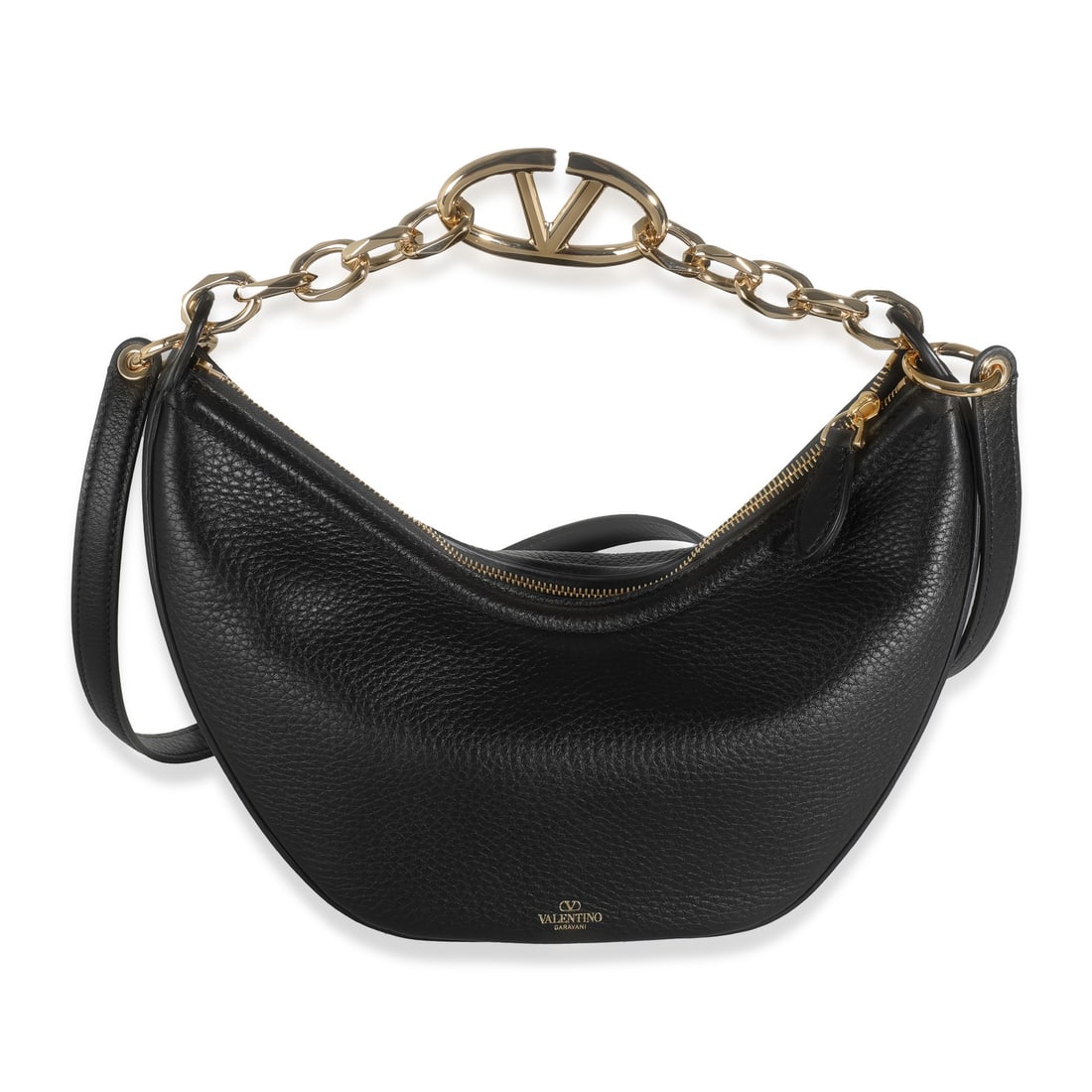 Valentino Small Vlogo Moon Hobo Black Leather Shoulder Bag (1 of 8)