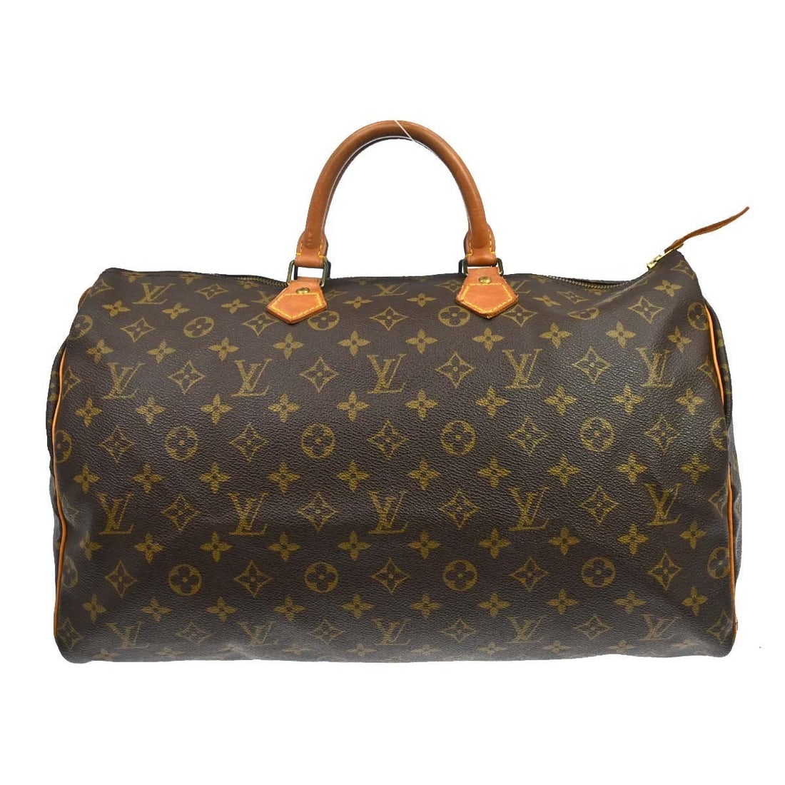Louis Vuitton Speedy 40 Monogram Canvas Large Duffle Bag M41522: Louis Vuitton Speedy 40 Monogram Canvas Large Duffle Bag M41522 Vintage Louis Vuitton Speedy 40 duffle handbag in brown monogram canvas and leather. This women's handbag features double handles, a zip