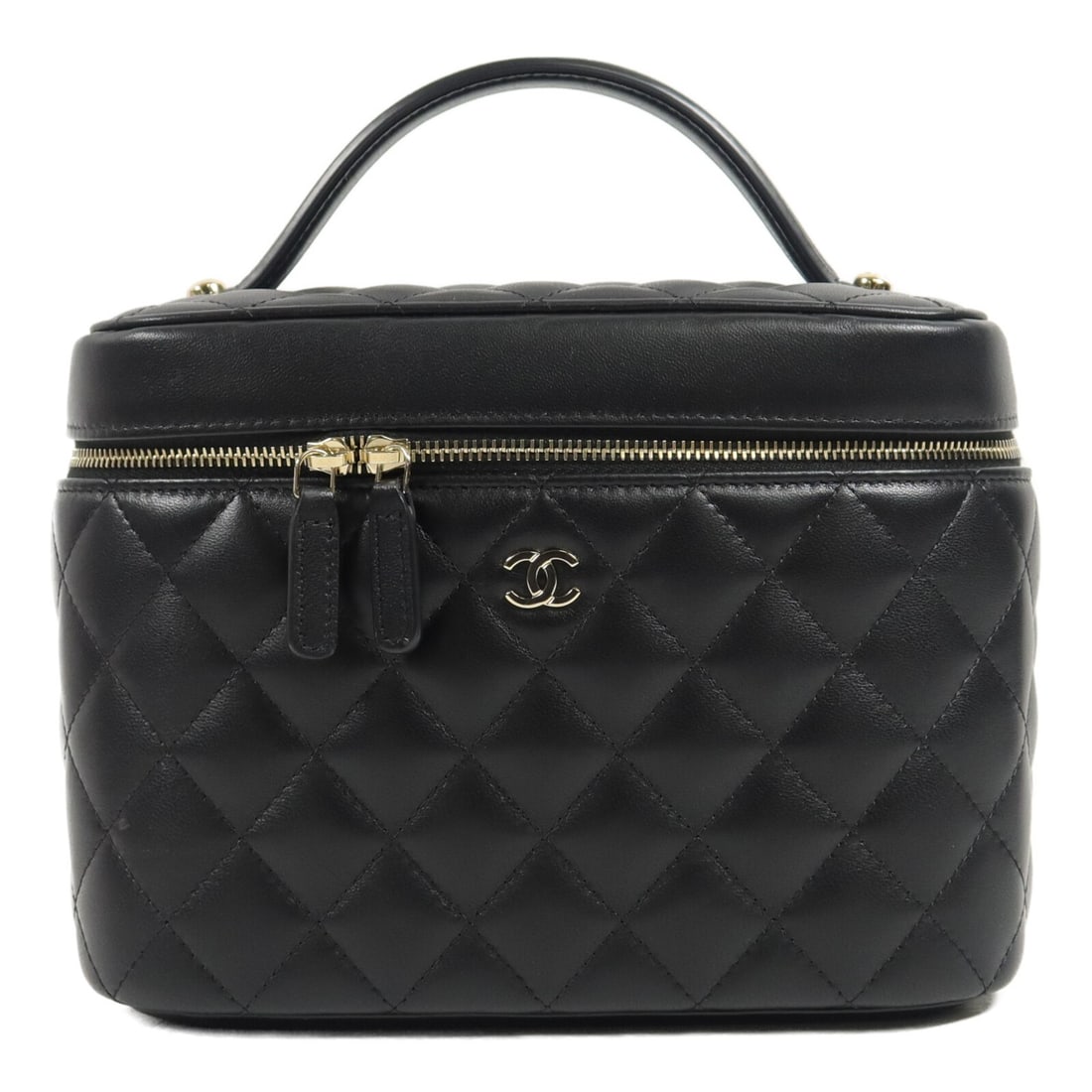 CHANEL CC Black Lambskin Vanity Handbag Gold Tone Hardware (1 of 15)