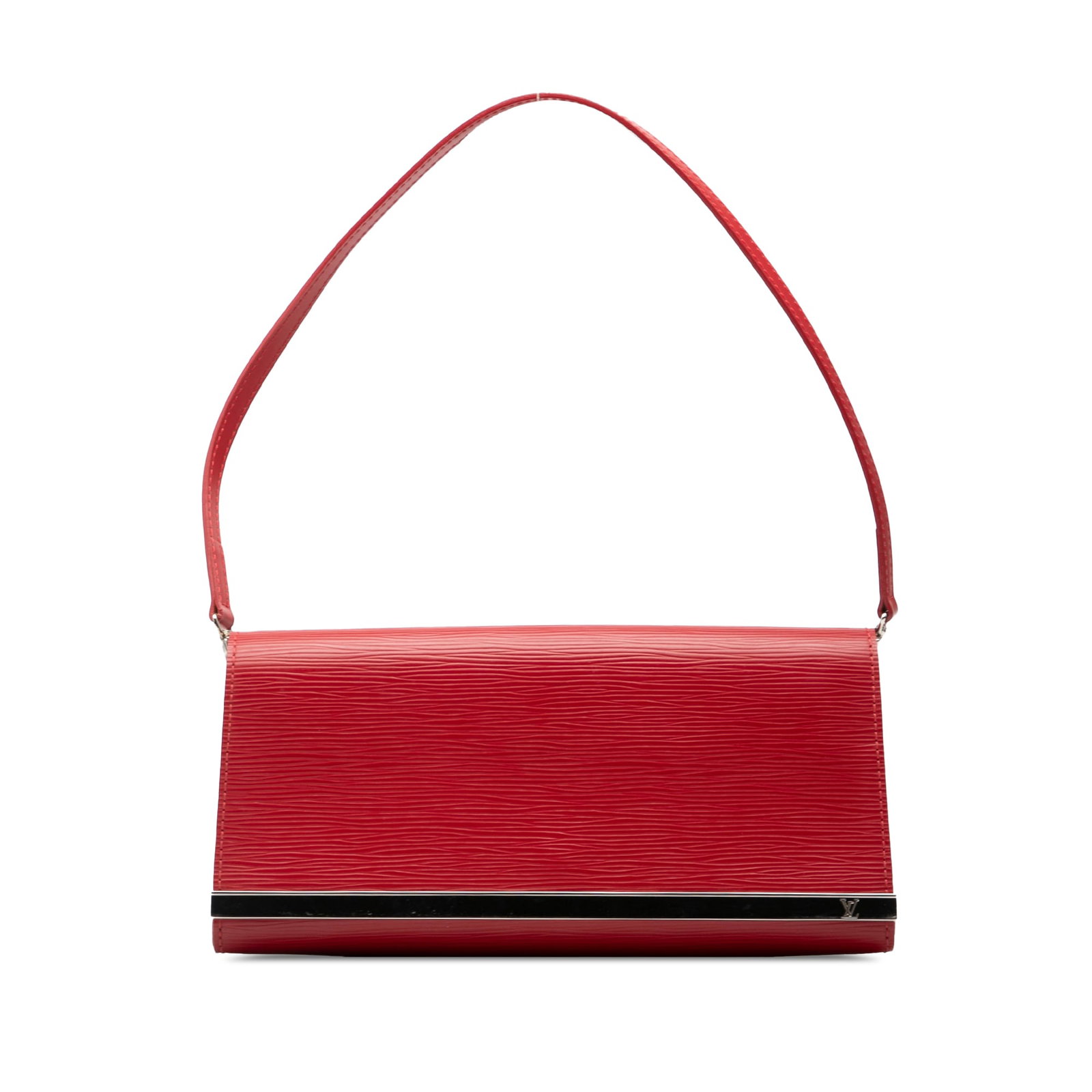 Red Epi Leather Sevigne Clutch Bag by Louis Vuitton: Red Epi Leather Sevigne Clutch Bag by Louis Vuitton This Louis Vuitton Epi Sevigne Clutch is crafted from Epi leather in red and features a flat leather strap, a front flap with magnetic snap closure,