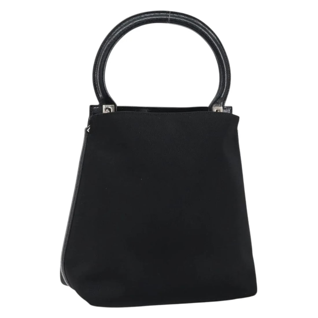 Salvatore Ferragamo Vintage Black Nylon Handbag: Salvatore Ferragamo Vintage Black Nylon Handbag This Salvatore Ferragamo vintage handbag is crafted from black nylon and designed for women. It features metal fittings and a spacious interior with poc