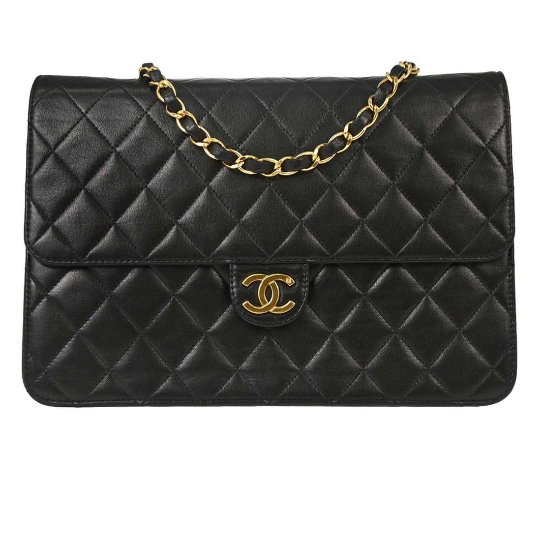 CHANEL Classic Single Flap Medium Black Lambskin Shoulder Bag (1 of 14)