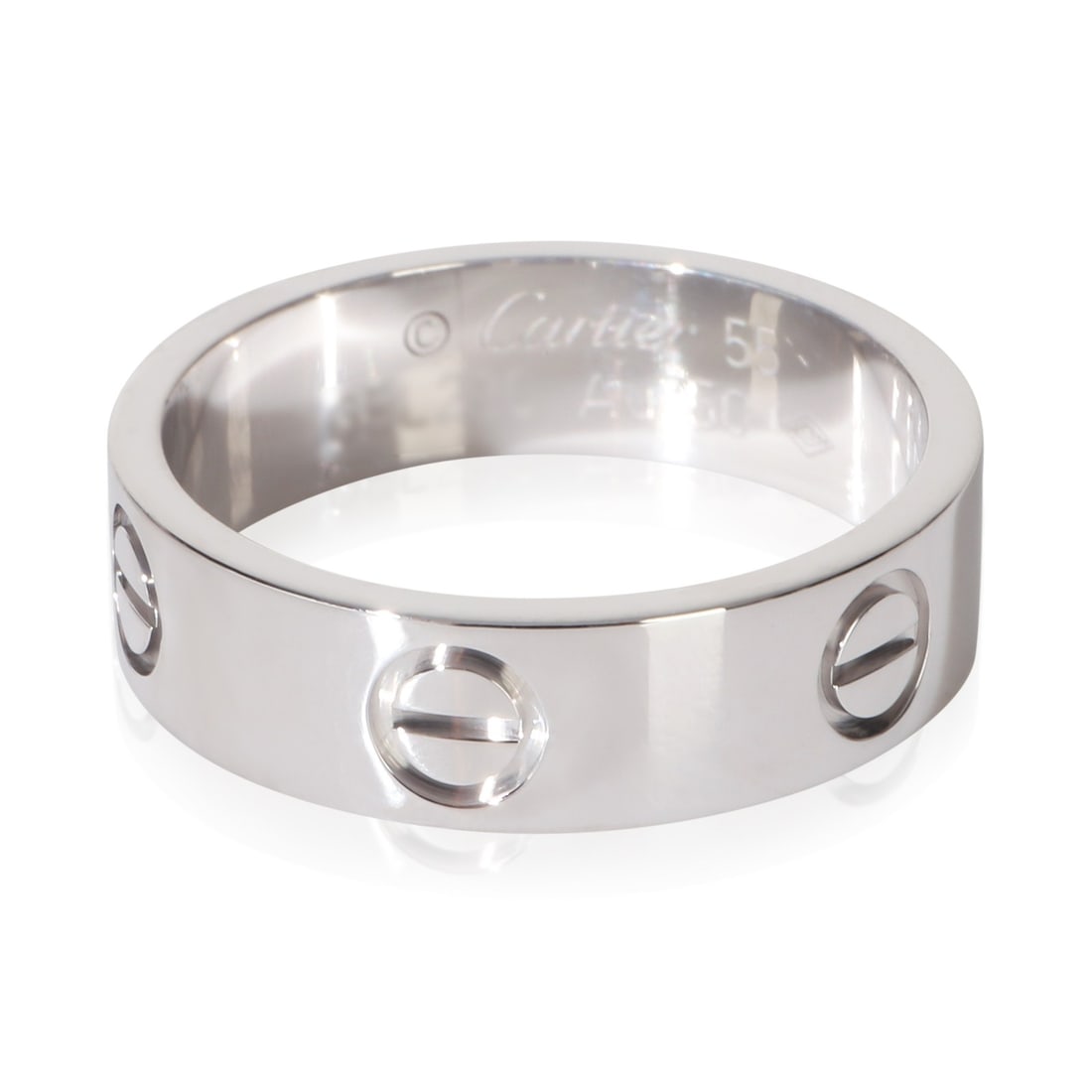 Cartier Love Ring 18k White Gold Size 7.25: Cartier Love Ring 18k White Gold Size 7.25 Pre-owned Cartier Love ring crafted in 18k white gold. This unisex ring features the iconic Love collection design with no main stone or side stones. Origina