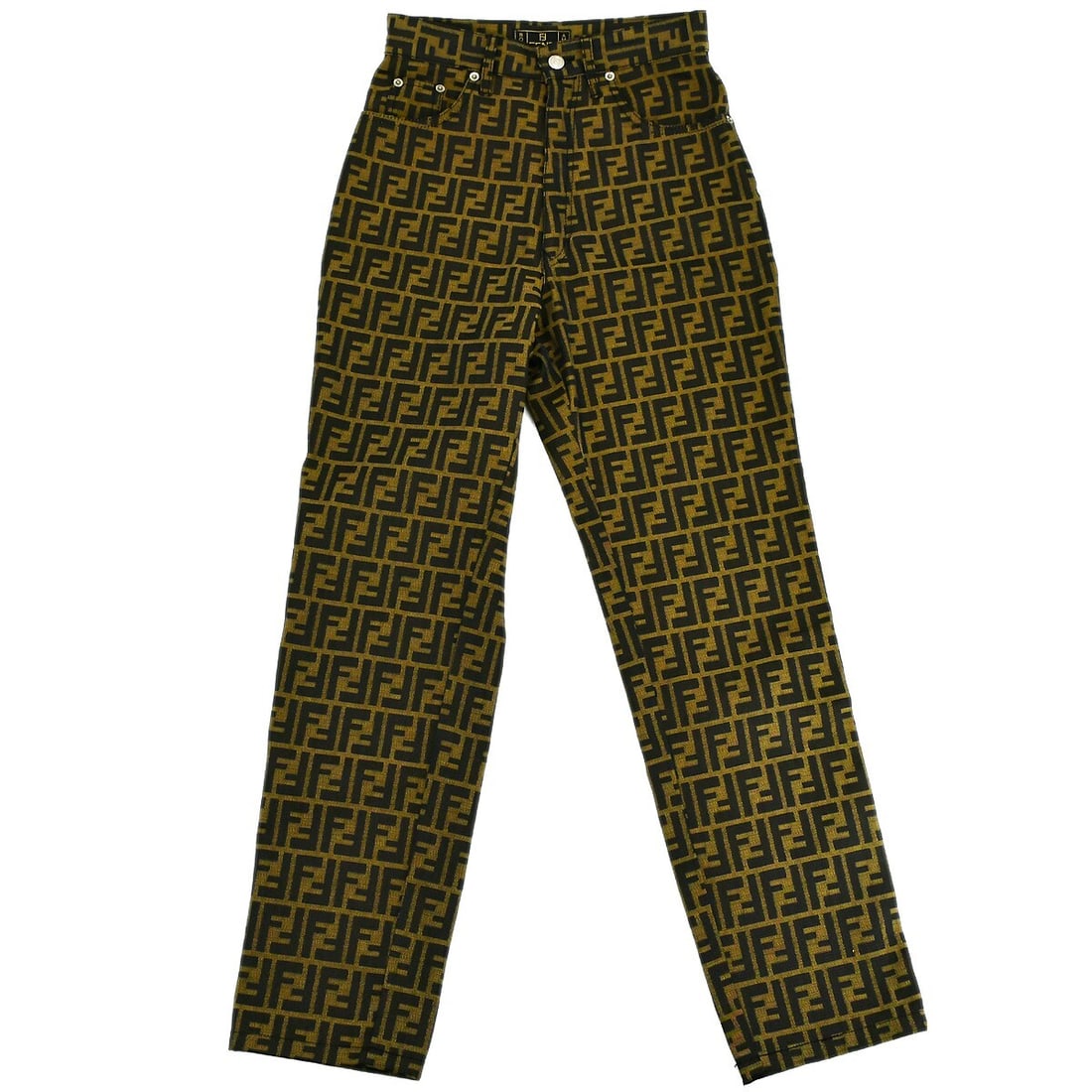 Fendi Zucca Womens Straight Leg Pants Size 42 Brown Black (1 of 11)