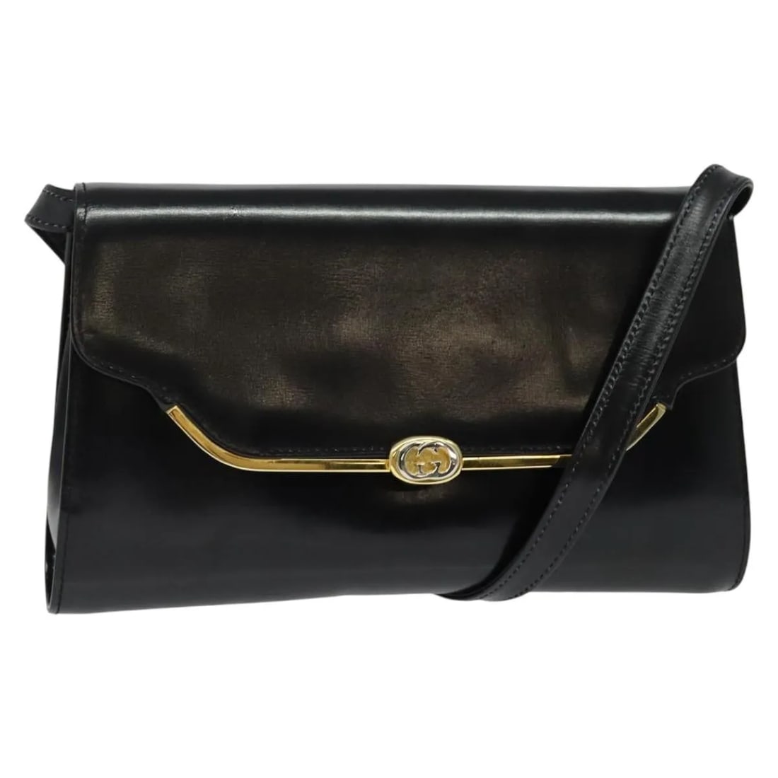 Gucci Vintage Black Leather Shoulder Bag for Women: Gucci Vintage Black Leather Shoulder Bag for Women This vintage Gucci shoulder bag for women is crafted from black leather and features a classic design with a shoulder strap. The bag shows signs of w