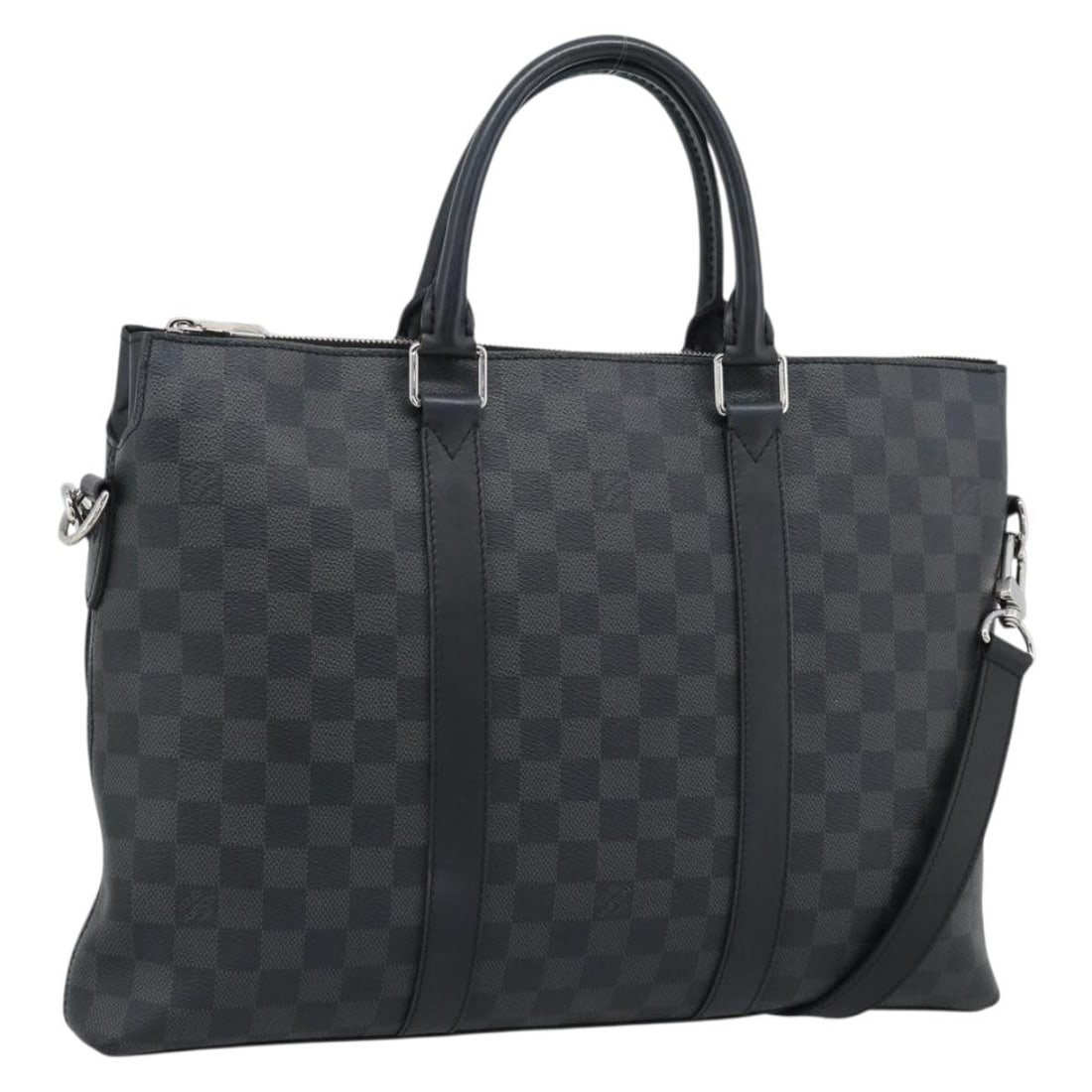 Louis Vuitton N40024 Anton Briefcase Damier Graphite Canvas with Strap: Louis Vuitton N40024 Anton Briefcase Damier Graphite Canvas with Strap Louis Vuitton Anton briefcase in Damier Graphite canvas with a structured design and included dust bag and shoulder strap. Made i