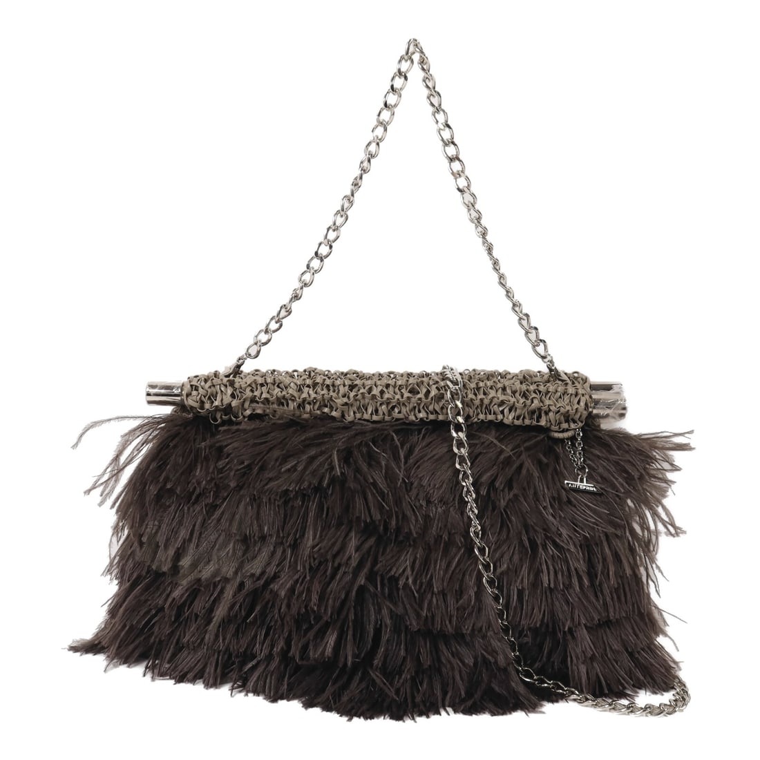 ANTEPRIMA SHW Grey PVC 2 Way Shoulder Bag: ANTEPRIMA SHW Grey PVC 2 Way Shoulder Bag This ANTEPRIMA 2-way chain shoulder bag features a sleek grey exterior crafted from PVC, offering both style and versatility. Designed for women, the bag can 