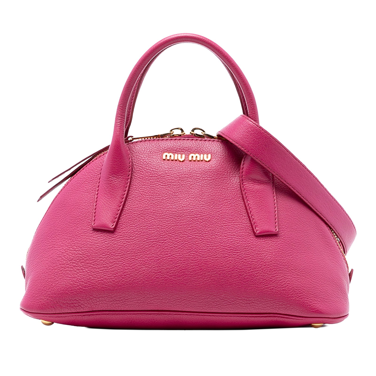 Miu Miu Madras Bowling Satchel in Pink Goatskin Leather (1 of 6)