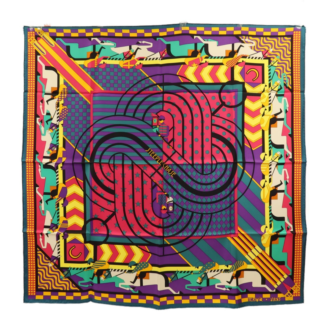 Silk 90x90 cm Multicolor Scarf by HERMES: Silk 90x90 cm Multicolor Scarf by HERMES This Hermes scarf is crafted from silk and features a vibrant multicolor design. Made in France, it is designed for women and offers a regular size for versati