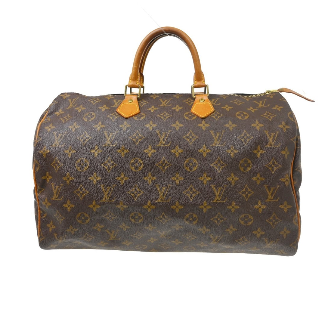 Louis Vuitton Speedy 40 Monogram Canvas Large Duffle Bag M41522: Louis Vuitton Speedy 40 Monogram Canvas Large Duffle Bag M41522 Vintage Louis Vuitton Speedy 40 handbag in brown Monogram canvas with leather trim and double handles. This large duffle-style bag featu