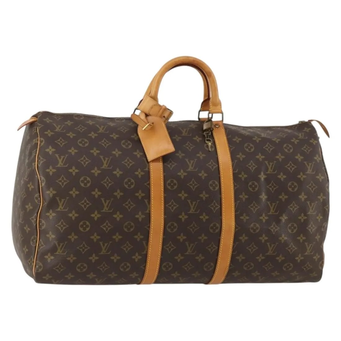 Louis Vuitton Keepall Unisex Brown Monogram Canvas Bag: Louis Vuitton Keepall Unisex Brown Monogram Canvas Bag Louis Vuitton Keepall in brown monogram canvas. This unisex travel bag is made in France and remains in good condition overall, showing signs of 