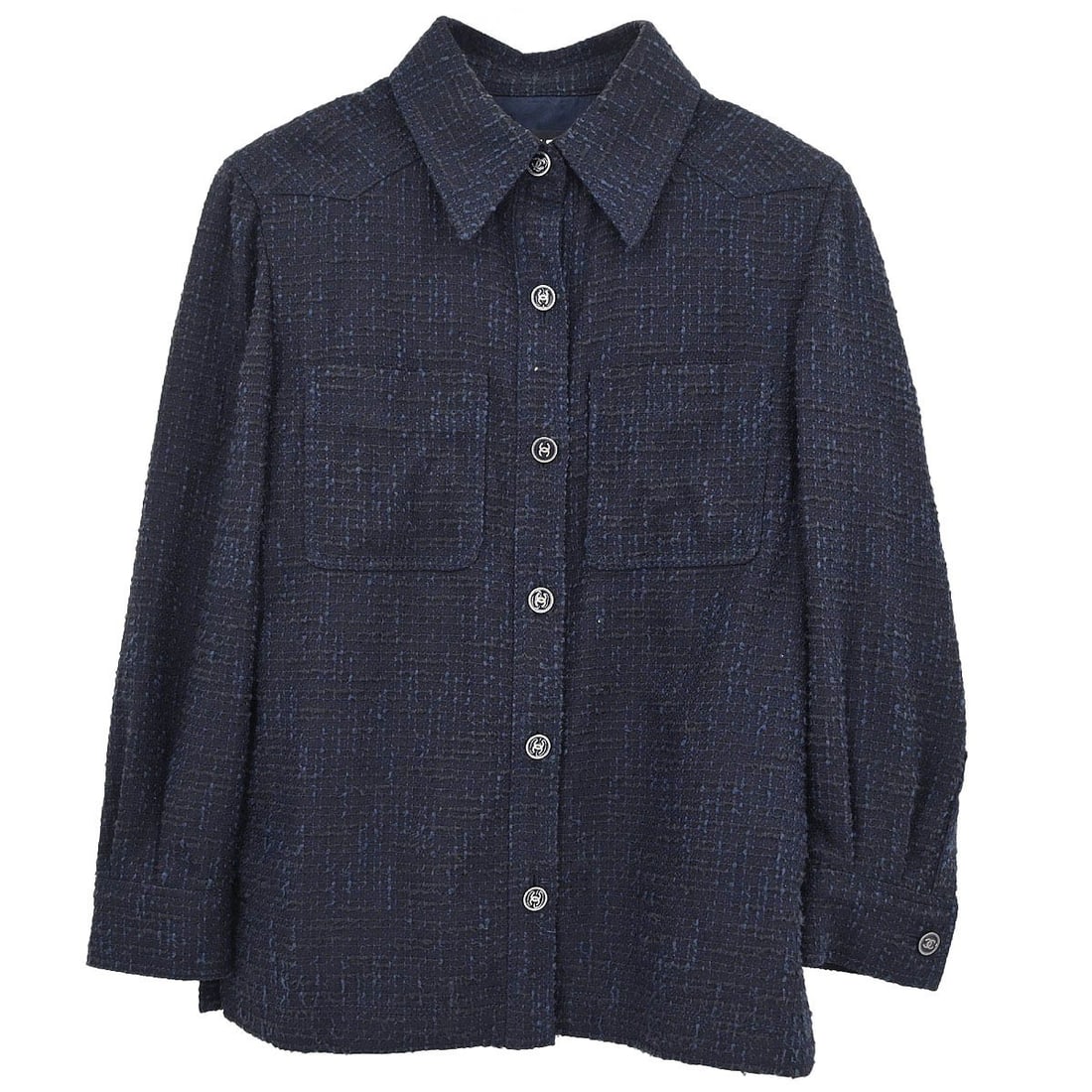 CHANEL 01P womens single breasted jacket size 40 navy black (1 of 11)