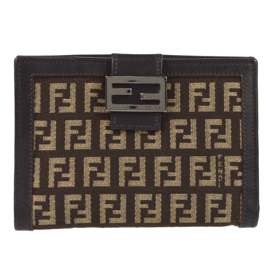Fendi Zucchino Brown Canvas Bifold Wallet Made in Italy: Fendi Zucchino Brown Canvas Bifold Wallet Made in Italy Vintage Fendi Zucchino bifold wallet in brown canvas with leather trim. This unisex folding wallet is made in Italy and features a coin pocket o