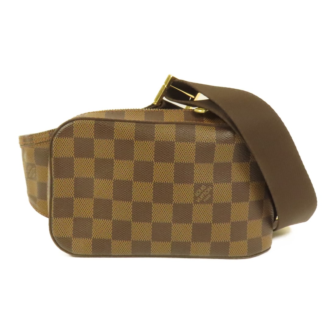 Louis Vuitton Geronimos Damier Brown Waist Body Bag GHW N51994: Louis Vuitton Geronimos Damier Brown Waist Body Bag GHW N51994 This Louis Vuitton Geronimos bag features the brand's signature Damier brown PVC coated canvas. Designed for versatility, it can be worn 