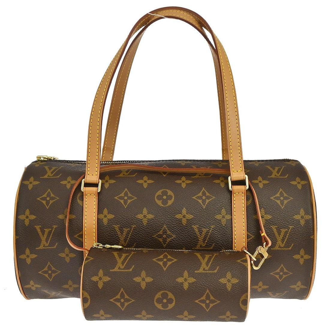 Louis Vuitton Papillon 30 Monogram Canvas Handbag with Pouch M51385: Louis Vuitton Papillon 30 Monogram Canvas Handbag with Pouch M51385 Vintage Louis Vuitton Papillon 30 handbag in brown Monogram canvas with leather double handles and a zip closure. This medium handba