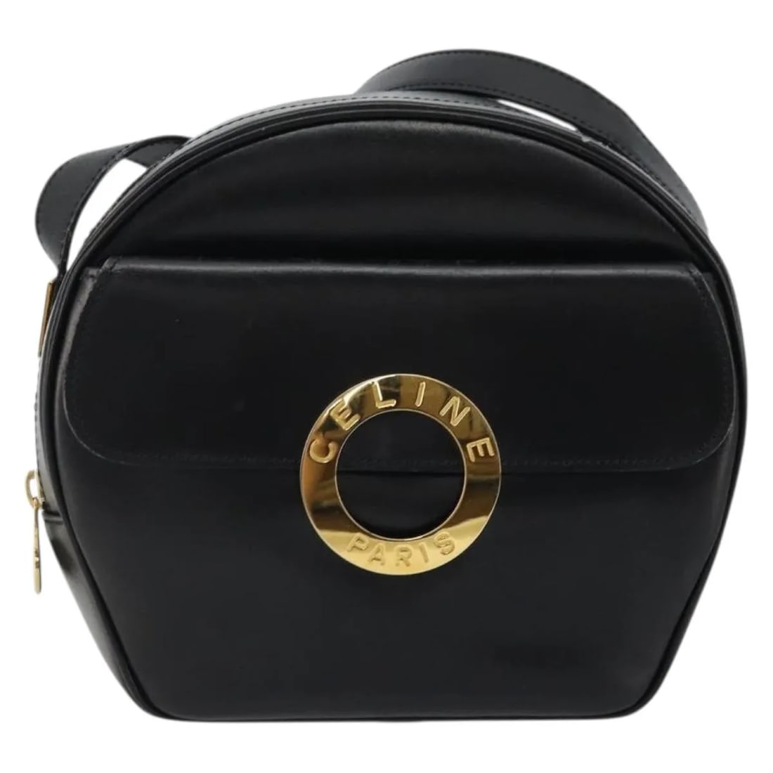 Celine Circle Logo black leather shoulder bag: Celine Circle Logo black leather shoulder bag This Celine Circle Logo Shoulder Bag is crafted from black leather and designed for women. Made in Italy, it features the iconic circle logo and offers a 