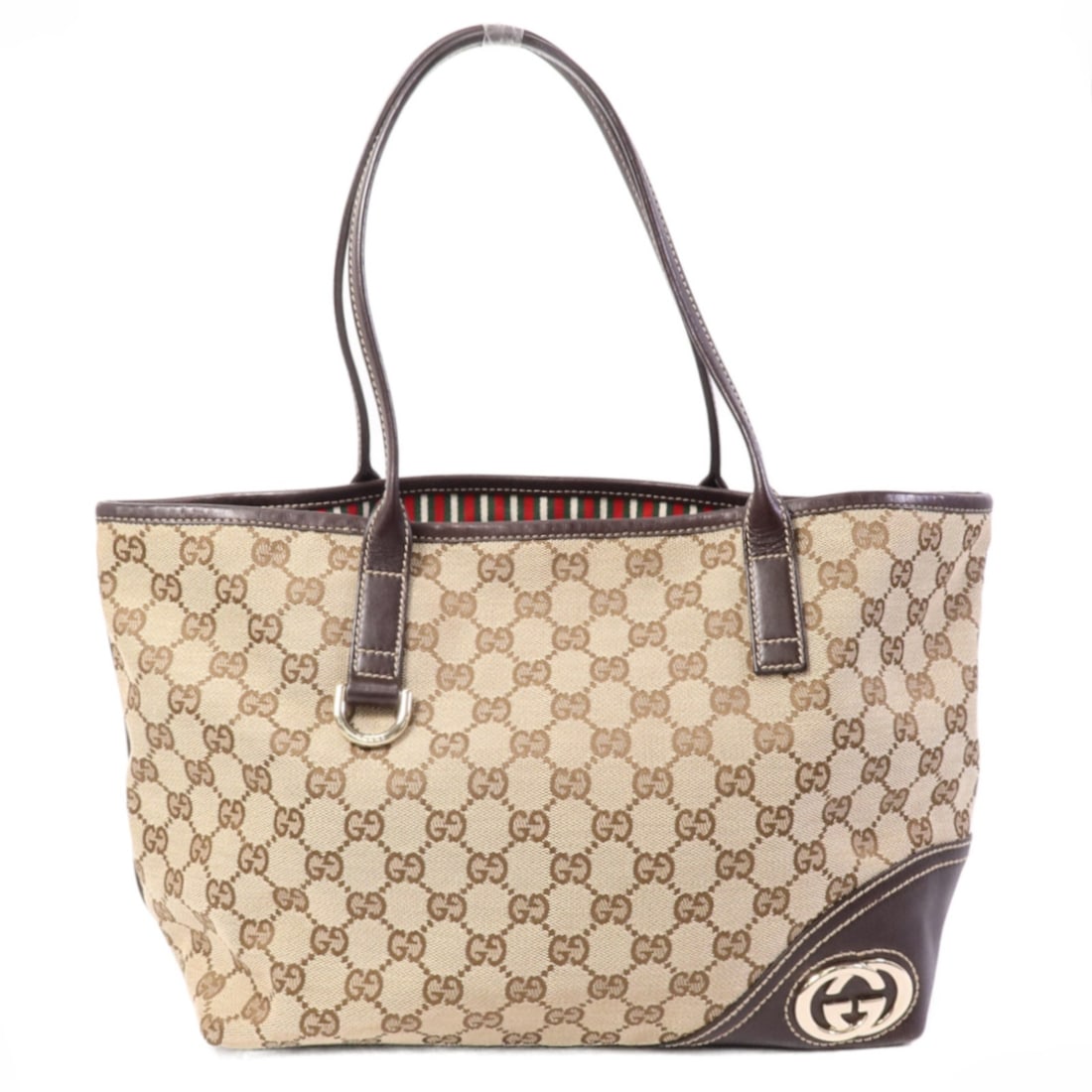 Gucci GG Canvas Brown Tote Bag GHW 169946: Gucci GG Canvas Brown Tote Bag GHW 169946 This Gucci tote bag features the signature GG canvas in brown, complemented by gold-tone hardware. Designed for women, it offers a spacious interior with prac