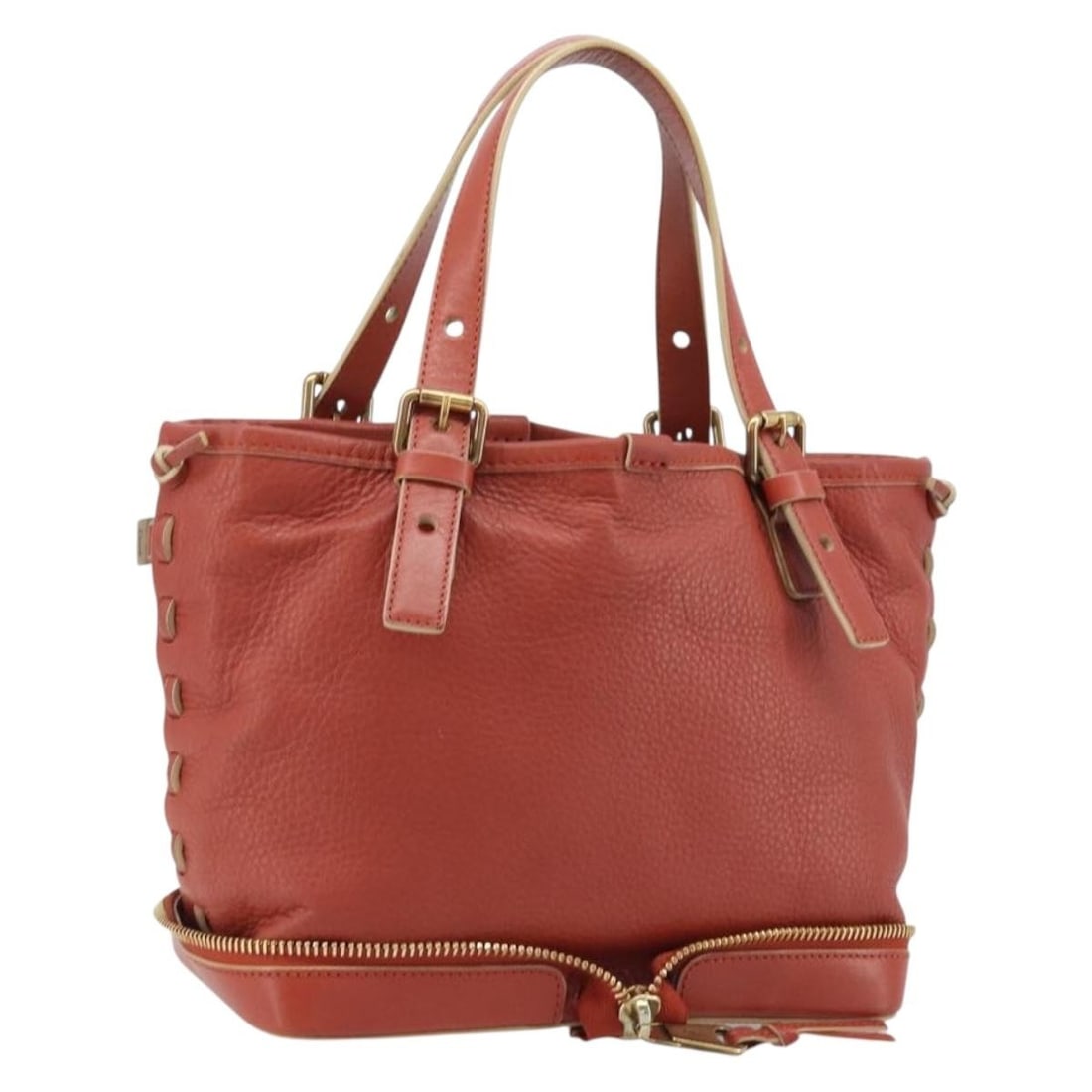 Chloe Red Leather Handbag with Gold Accents and Guarantee Card (1 of 18)