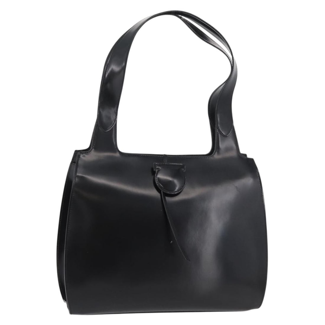 Salvatore Ferragamo Gancini patent leather black silver tote bag: Salvatore Ferragamo Gancini patent leather black silver tote bag This Salvatore Ferragamo Gancini tote bag is crafted from black patent leather with silver-tone accents. Designed for women, it feature