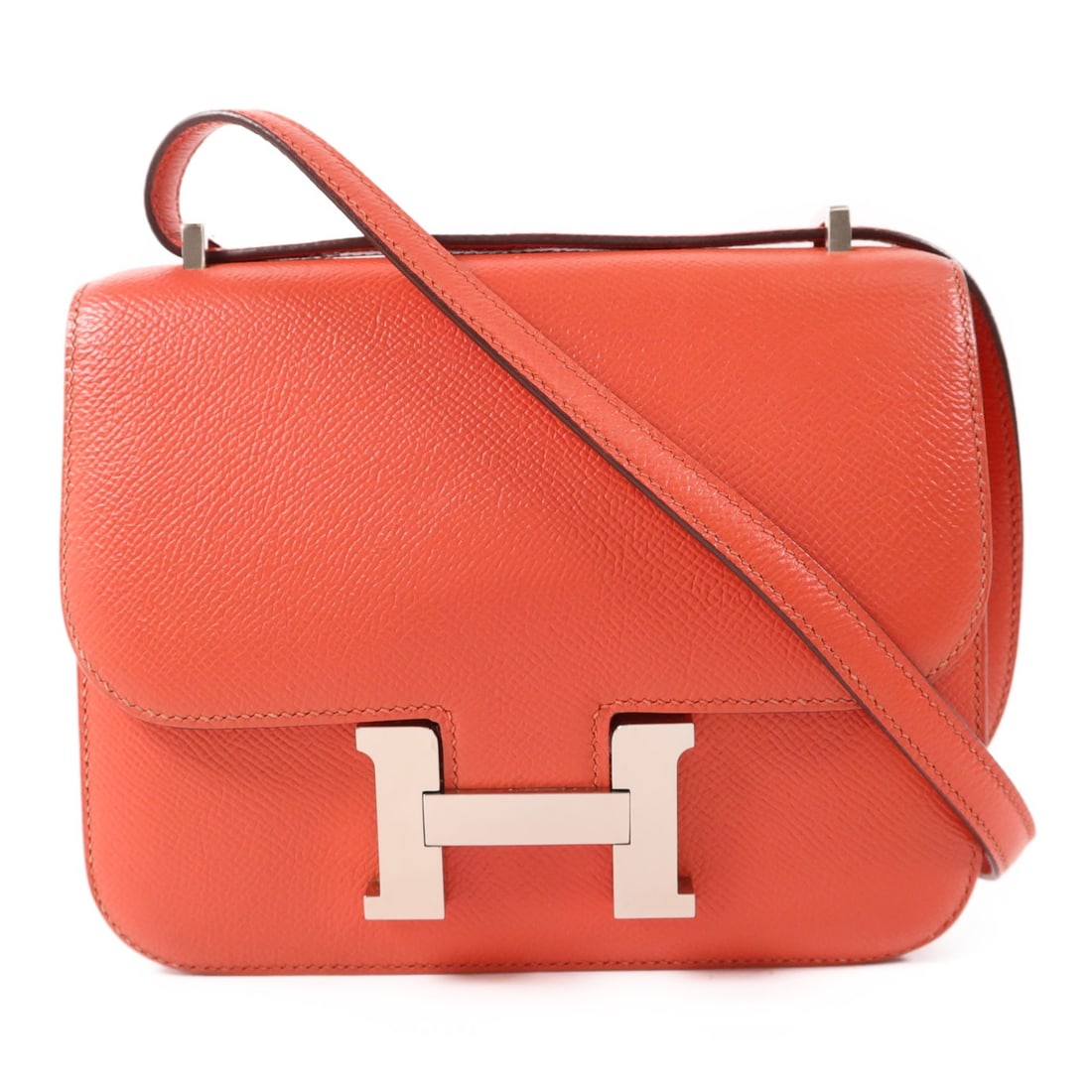 Hermes Constance Mini Orange Epsom Leather Shoulder Bag with Palladium Hardware (1 of 15)