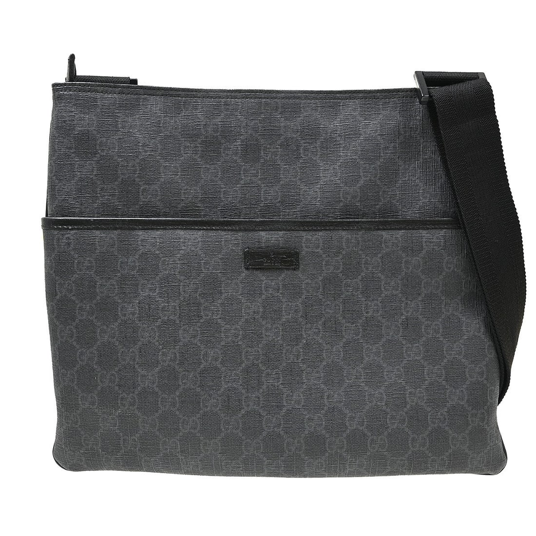 Gucci GG Large Black PVC Leather Shoulder Bag 162904 213317: Gucci GG Large Black PVC Leather Shoulder Bag 162904 213317 Gucci GG shoulder bag in black with a leather, PVC, and canvas exterior and black lining. Designed with a shoulder strap and a large profile