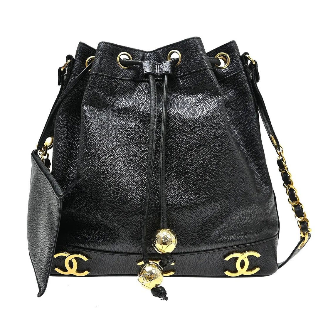 Chanel Triple CC Chain Shoulder Bag Black Leather (1 of 11)