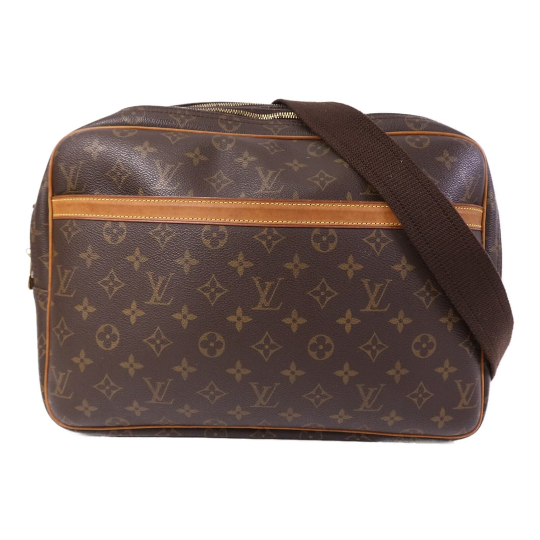 Louis Vuitton Reporter GM Monogram Canvas Shoulder Bag with Gold Hardware: Louis Vuitton Reporter GM Monogram Canvas Shoulder Bag with Gold Hardware This Louis Vuitton Reporter GM shoulder bag is crafted from brown PVC coated canvas featuring the iconic monogram pattern. Des