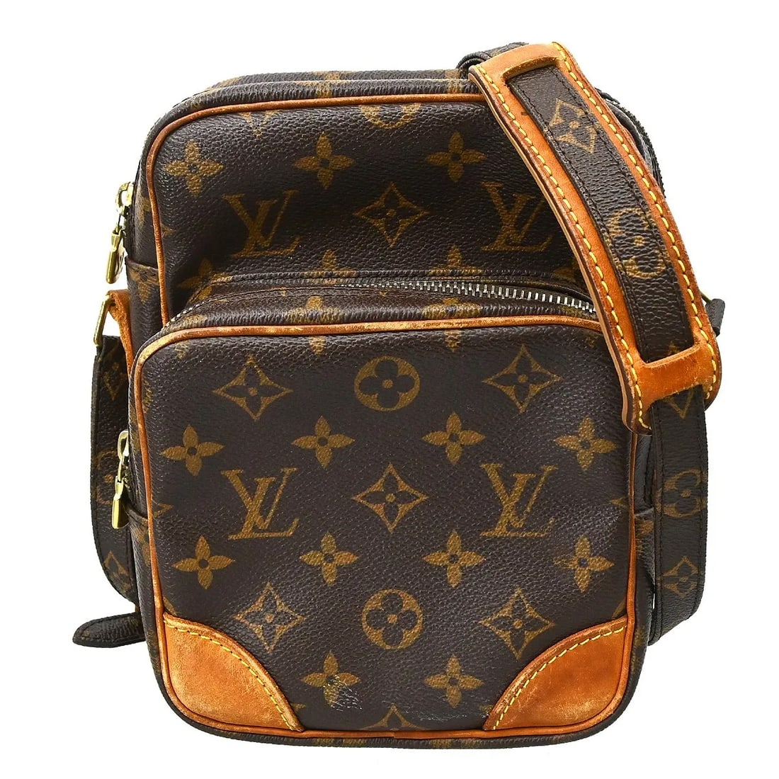 Louis Vuitton Amazone Unisex Brown Canvas Shoulder Bag: Louis Vuitton Amazone Unisex Brown Canvas Shoulder Bag Louis Vuitton Amazone shoulder bag in brown monogram canvas. This unisex bag is presented in fair condition with visible wear, including scuffs a