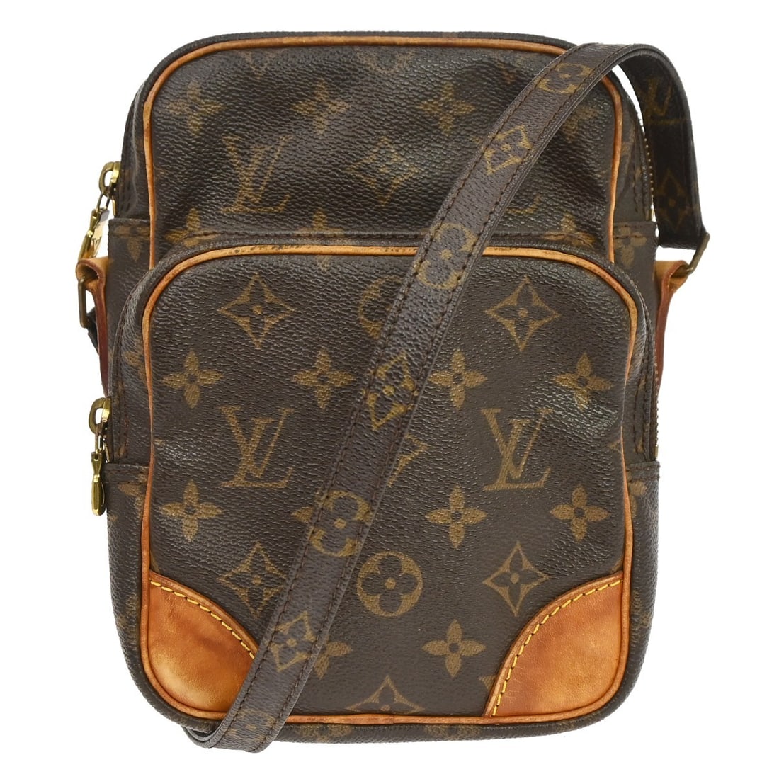 Louis Vuitton Amazone Monogram Canvas Crossbody Shoulder Bag M45236: Louis Vuitton Amazone Monogram Canvas Crossbody Shoulder Bag M45236 Vintage Louis Vuitton Amazon crossbody shoulder bag in brown Monogram canvas and leather. This zip-closure bag features a crossbody 