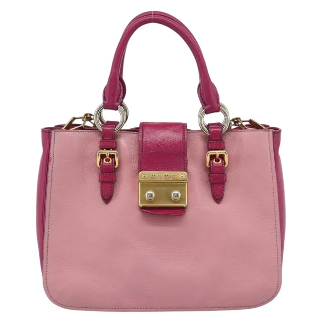 Miu Miu Madras pink leather convertible lock tote (1 of 18)
