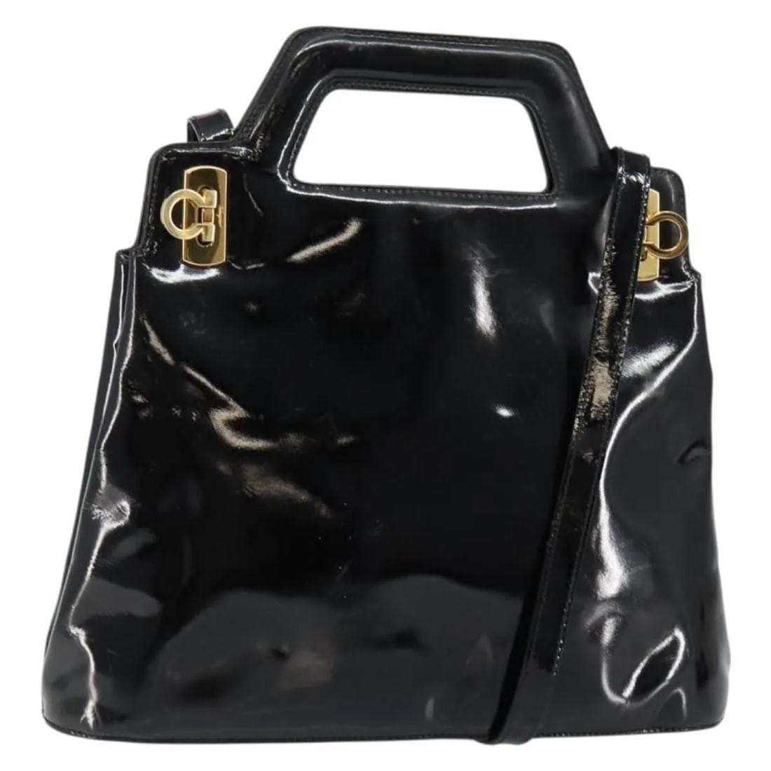 Black Patent Leather Wanda Bag by Salvatore Ferragamo (1 of 18)