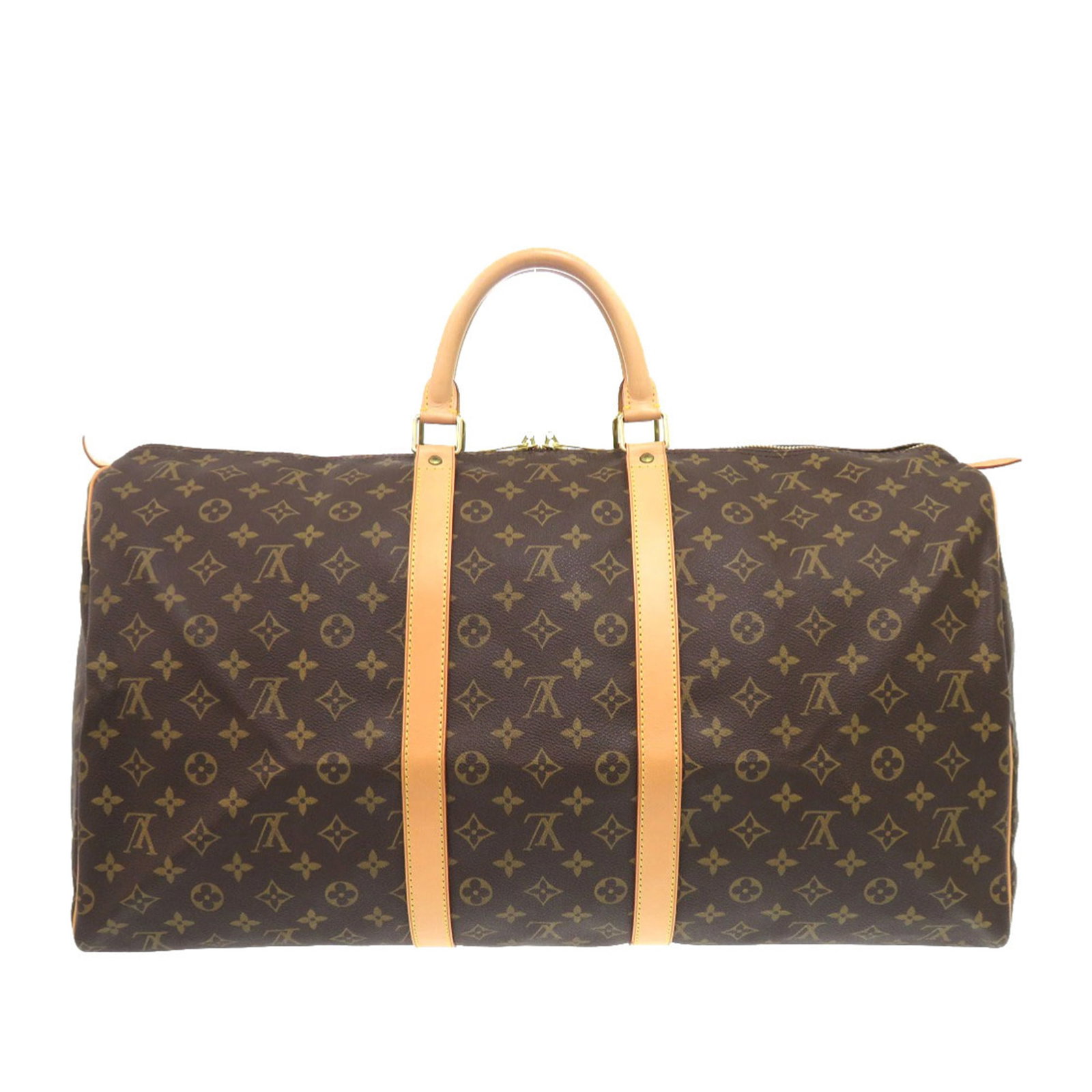 Louis Vuitton Keepall 55 Monogram Canvas Travel Bag: Louis Vuitton Keepall 55 Monogram Canvas Travel Bag The Louis Vuitton Monogram Keepall 55 is a classic travel bag crafted with a monogram canvas body, rolled leather handles, and a top zip closure. Th