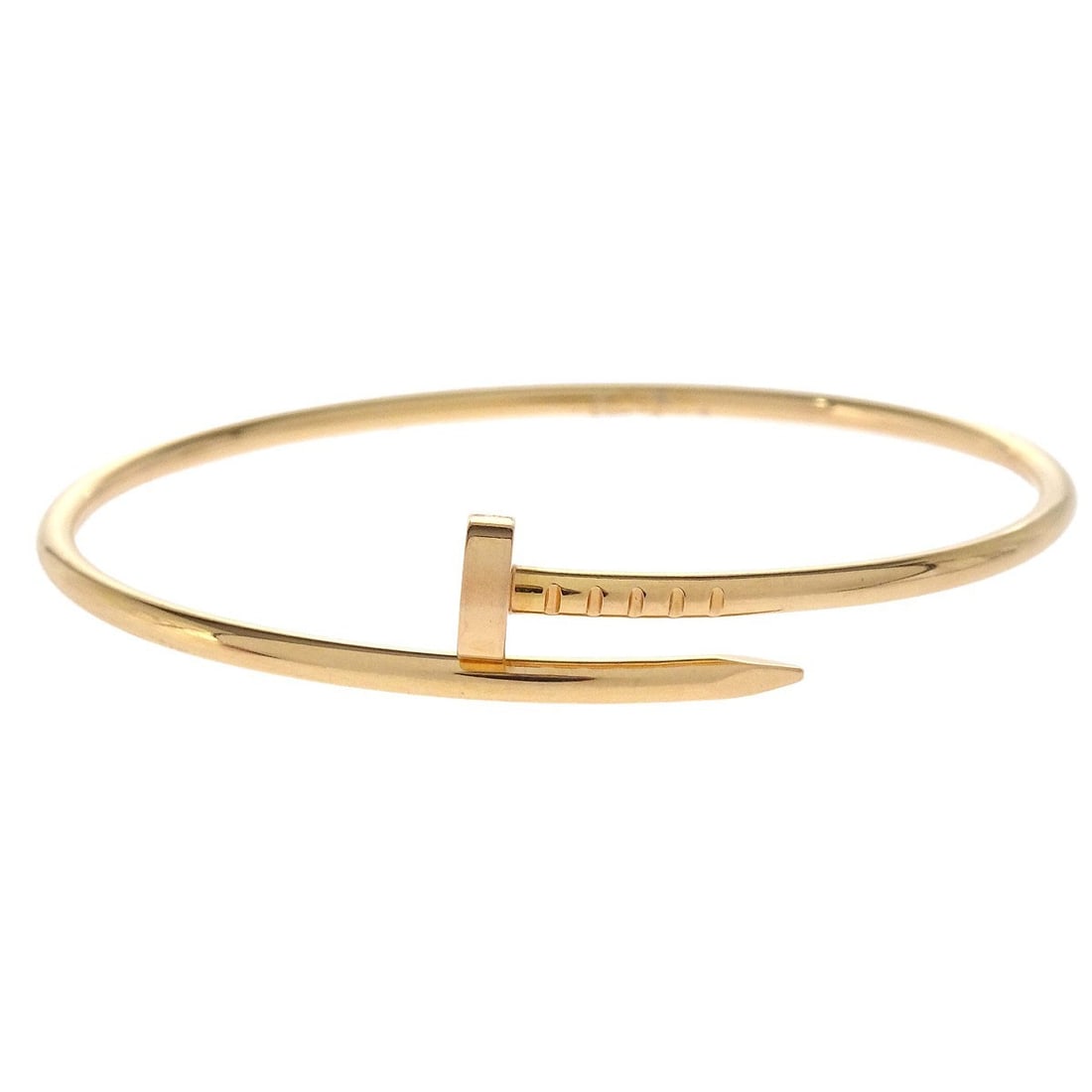 Cartier Juste Un Clou SM Rose Gold Au750 Bangle Bracelet: Cartier Juste Un Clou SM Rose Gold Au750 Bangle Bracelet Cartier Juste Un Clou SM bracelet in Au750 rose gold with a bangle style design. This bracelet has no main stone and shows minor scuffs consist